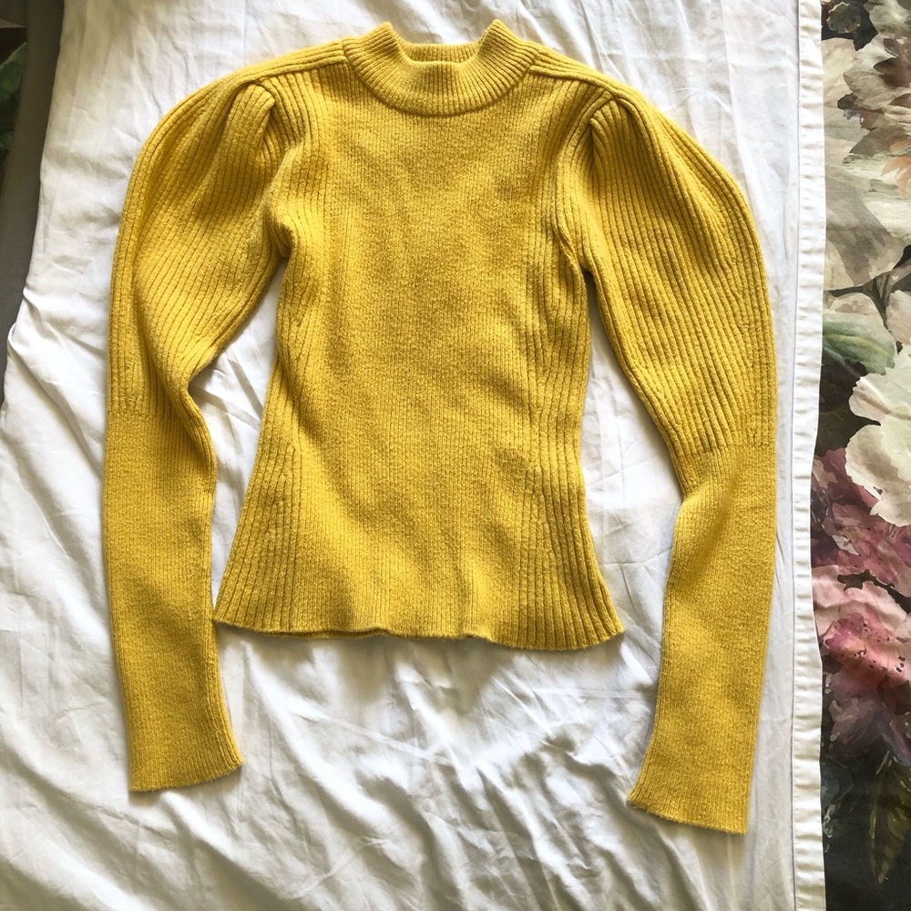 Topshop Mustard Ribbed Knit Sweater